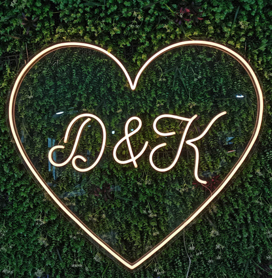 Heart Couples Initials Neon Sign